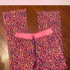 Pink and Black Leopard Print Pajama Bottoms
